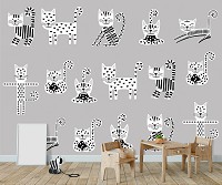 Флизелиновые фотообои для девочки 368 x 254 см Детские - Черно-белые котики прыгают  (13775V8)+клей