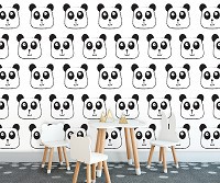 Флизелиновые фотообои для мальчика 368 x 254 см Детские черно-белые смешные пандочки (13776V8)+клей