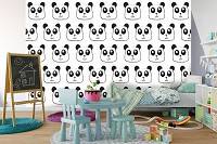 Флизелиновые фотообои 312 x 219 см Детские черно-белые смешные пандочки  (13776VEXXL)+клей