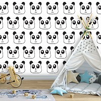Флизелиновые фотообои в детскую 254 x 184 см черно-белые смешные пандочки (13776V4)+клей