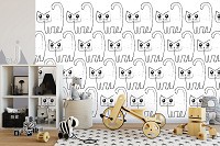 Забавные животные флизелиновые фотообои 520 x 318 см Детские черно-белые котики (13777VEXXXXXL)+клей