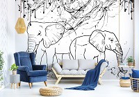 Флизелиновые фотообои Черно-белые животные - Пара слонов (13778V)+клей