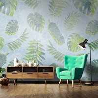 Флизелиновые фотообои на стену 312 x 219 см Цветы - Тропические листья  (13779VEXXL)+клей