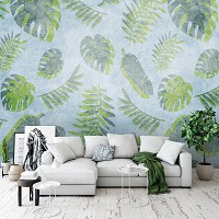 Флизелиновые фотообои для спальни 416 x 254 см Цветы - Тропические листья (13779VEXXXL)+клей