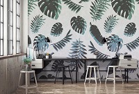 Флизелиновые фотообои 312x219 см Листья темного цвета на светлом фоне (13780VEXXL) +клей