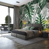 Флизелиновые фото обои монстера 254 x 184 см Цветы - Зеленые тропические листья (13781V4)+клей