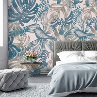 Флизелиновые фотообои для стен Цветы - Серые и синие листья (13788V)+клей - вид 8 миниатюра