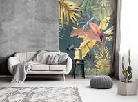 Флизелиновые фото обои листья 184 x 254 см Экзотические тропические цветы (13790V4A)+клей - вид 5 миниатюра
