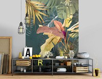 Флизелиновые фотообои на кухню цветы 206 x 275 см Экзотические тропические листья (13790VEA)+клей