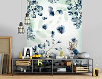 Флизелиновые фото обои 184x254 см Нарисованные синие цветы на светлом фоне (13792V4A)+клей