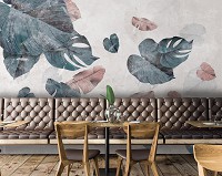 Флизелиновые фотообои 520x318 см Падающие тропические листья на светлом фоне (13797VEXXXXXL) +клей