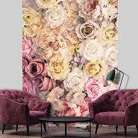 Флизелиновые фото обои 184 x 254 см Цветы - Множество светлых роз (13798V4A)+клей