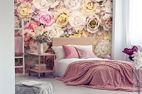 Флізелінові фотошпалери на кухню 460x300 см Квіти - Безліч світлих троянд (13798V12)+клей