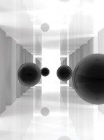 3D Флизелиновые фото обои черно-белые 206 x 275 см Абстракция - Тоннель и шары (13799VEA)+клей