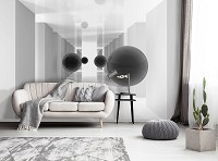 Флизелиновые фотообои 3 д Тоннель и черные шары (13799V)+клей