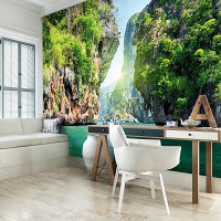 Флизелиновые фотообои для спальни 3д 312x219 см Природа Ландшафт Тайланд Скала Залив (137VEXXL)+клей