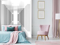 3D Флізелінові фото шпалери 206 x 275 см Біло-сірий геометричний тунель (13800VEA)+клей - вид 5 мініатюра