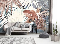 Популярные флизелиновые фотообои 416x290 см Тропические листья на светлом фоне (13805VEXXXXL) +клей
