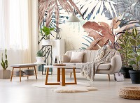 Флизелиновые фотообои 520x318 см Тропические листья на светлом фоне (13805VEXXXXXL) +клей