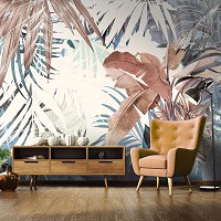 Флізелінові фото шпалери листя в інтер'єрі 254x184 см (13805V4)+клей - вид 9 мініатюра