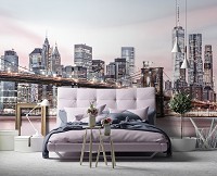 Флізелінові фотошпалери 416x254 см Міста - Бруклінський міст на світанку (13808VEXXXL)+клей