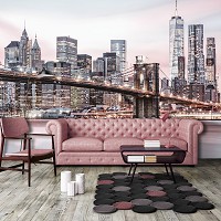 Флизелиновые фотообои красивые 312 x 219 см Города - Бруклинский мост на рассвете (13808VEXXL)+клей