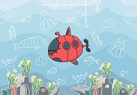 Флізелінові фотошпалери до дитячої кімнати 368x254 см Підводний світ та субмарина (13811V8)+клей - вид 1 мініатюра