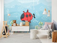 Флизелиновые фотообои для мальчика 460 x 300 см Детские - Подводный мир  и субмарина  (13811V12)+клей