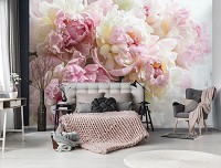 Флизелиновые 3D фотообои цветы 368 x 254 см Светло розовые пионы (13817V8)+клей