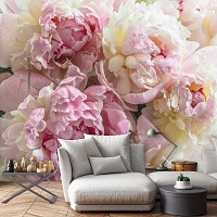 Флизелиновые фотообои 3D 368 x 280 см Цветы - Светло розовые пионы (13817V10)+клей