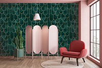 Флизелиновые фотообои с геометрическим рисунком 368 x 254 см Красивый зеленый арт-декор (13821V8)+клей