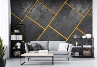 Флизелиновые фотообои бетон 254x184 см Черные прямоугольники на стене (13823V4) +клей