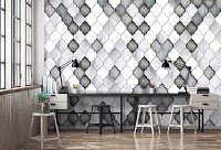 Флизелиновые фотообои 460 x 300 см Узор Черно-белый марокканский клевер (13824V12)+клей