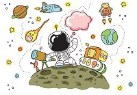 Флизелиновые фотообои в детскую комнату 416 x 290 см Астронавт на луне (13826VEXXXXL)+клей - вид 1 миниатюра