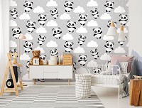 Флізелінові фотошпалери небо 460x300 см Дитячі - Пандочки на хмарах (13829V12)+клей