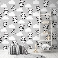 Флизелиновые фотообои 312 x 219 см Детские - Пандочки на облаках (13829VEXXL)+клей
