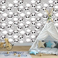 Флизелиновые фотообои 416 x 290 см Детские - Пандочки на ночных облаках  (13830VEXXXXL)+клей