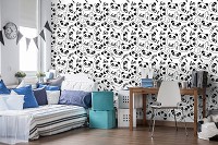 Флизелиновые фото обои облака 254 x 184 см Детские - Пандочки с надписью привет люблю тебя (13831V4)+клей