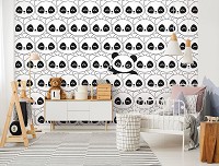 Світлі флізелінові фотошпалери 368x254 см Пандочки в дитячу на стіни (13832V8)+клей