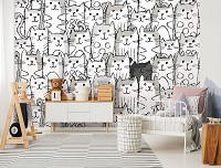 Флизелиновые фотообои Для детей Белые котики и один черный (13833V)+клей