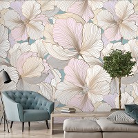 Романтические флизелиновые фотообои 368 x 254 см Пастельные цветы (13836V8)+клей