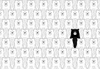 Флізелінові фото шпалери в дитячу кімнату для хлопчика 254x184 см Білі ведмедики та один чорний (13837V4)+клей - вид 1 мініатюра