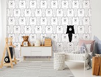 Флизелиновые фото обои в детскую комнату для мальчика 254 x 184 см Белые мишки и один черный (13837V4)+клей