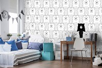 Флизелиновые фотообои для детской 368 x 254 см Белые мишки и один черный (13837V8)+клей