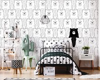 Флизелиновые фотообои в детскую девочке Белые мишки и один черный (13837V)+клей