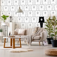 Флизелиновые фотообои 416 x 290 см Детские - Белые мишки и один черный (13837VEXXXXL)+клей