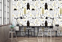 Флізелінові фотошпалери 460x300 см Дитячі - Лісові тварини на білому тлі (13838V12)+клей