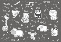 Флизелиновые фотообои 416 x 254 см Детские - Милые животные с английскими названиями на темном (13841VEXXXL)+клей - вид 1 миниатюра