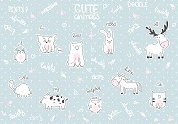 Флізелінові фотошпалери для дитячої Тварини із англійськими назвами на блакитному тлі (13842V)+клей - вид 1 мініатюра