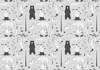 Флізелінові фотошпалери до спальні над ліжком 368x254 см Чорно-білі лісові тварини (13843V8)+клей - вид 1 мініатюра